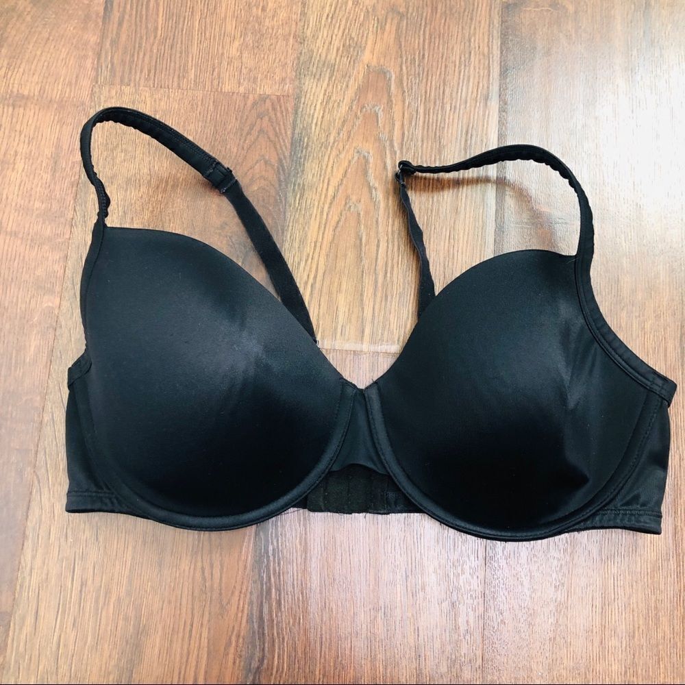 Cacique Black Full Coverage Bra 40ddd Back Comfortable Solid‎ Satin